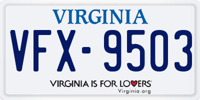 VA license plate VFX9503