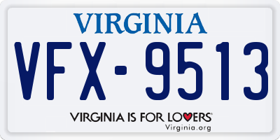 VA license plate VFX9513
