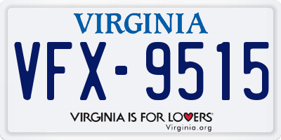 VA license plate VFX9515
