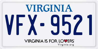 VA license plate VFX9521