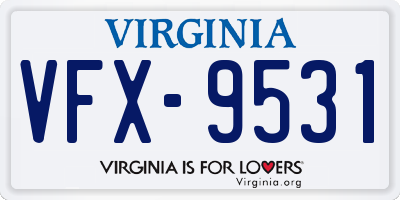 VA license plate VFX9531