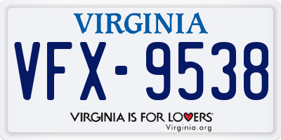 VA license plate VFX9538