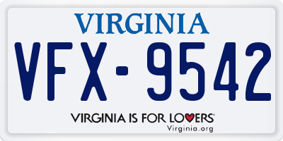 VA license plate VFX9542