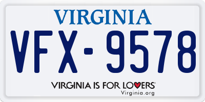 VA license plate VFX9578