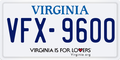 VA license plate VFX9600