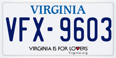 VA license plate VFX9603