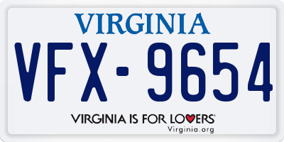 VA license plate VFX9654