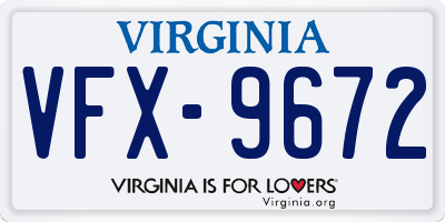 VA license plate VFX9672