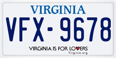 VA license plate VFX9678