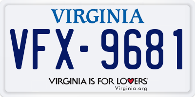 VA license plate VFX9681