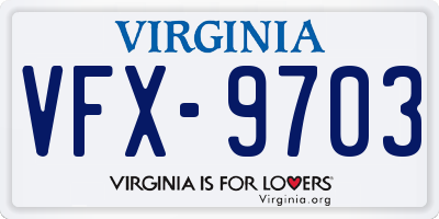VA license plate VFX9703