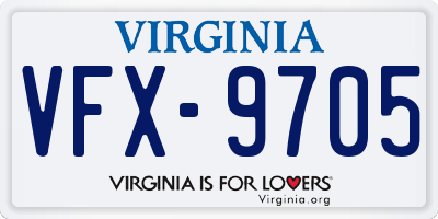 VA license plate VFX9705