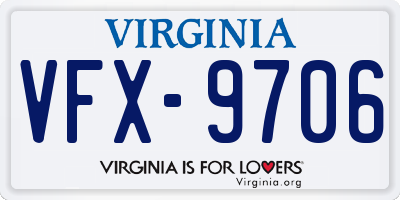 VA license plate VFX9706