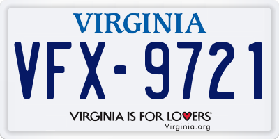 VA license plate VFX9721