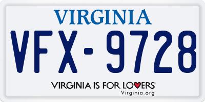 VA license plate VFX9728