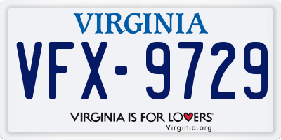 VA license plate VFX9729