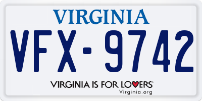 VA license plate VFX9742