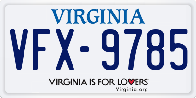 VA license plate VFX9785