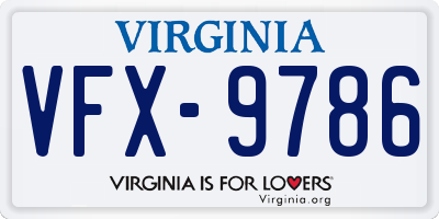 VA license plate VFX9786