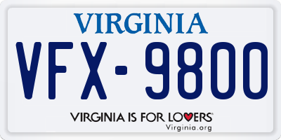VA license plate VFX9800