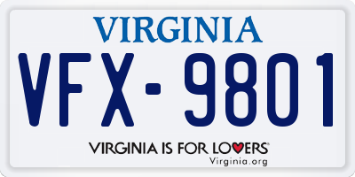 VA license plate VFX9801