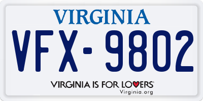 VA license plate VFX9802