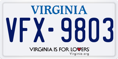VA license plate VFX9803