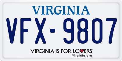 VA license plate VFX9807