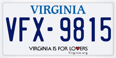 VA license plate VFX9815