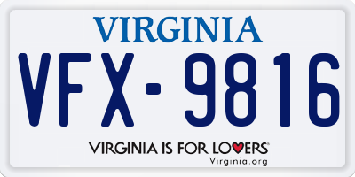 VA license plate VFX9816