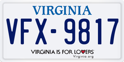 VA license plate VFX9817