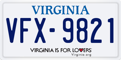 VA license plate VFX9821