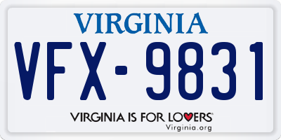 VA license plate VFX9831