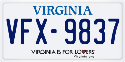 VA license plate VFX9837