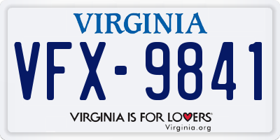 VA license plate VFX9841