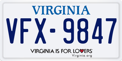 VA license plate VFX9847