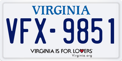 VA license plate VFX9851