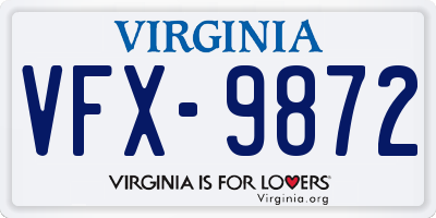 VA license plate VFX9872