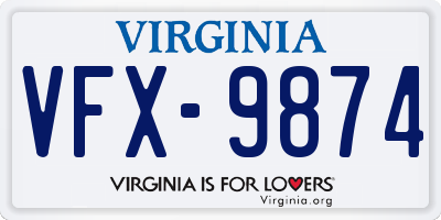 VA license plate VFX9874