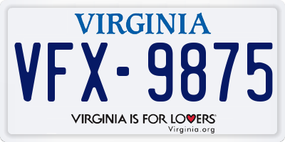VA license plate VFX9875