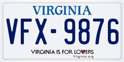 VA license plate VFX9876