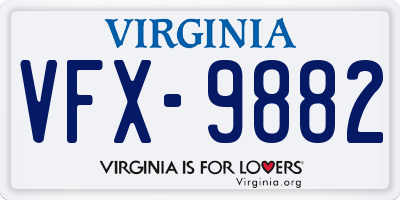 VA license plate VFX9882