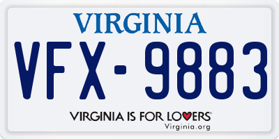 VA license plate VFX9883