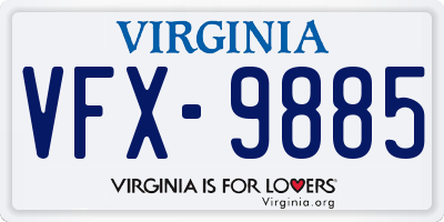 VA license plate VFX9885