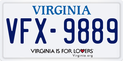 VA license plate VFX9889