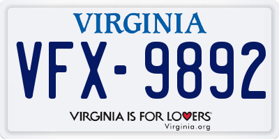VA license plate VFX9892