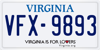VA license plate VFX9893