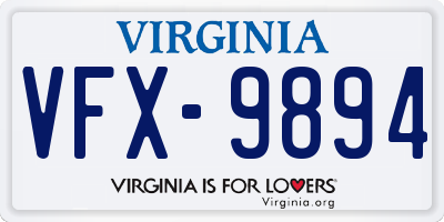 VA license plate VFX9894