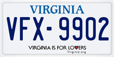 VA license plate VFX9902
