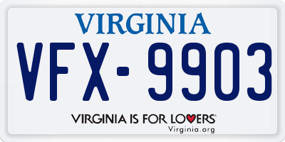 VA license plate VFX9903